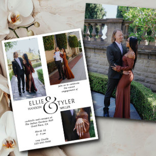 Photo Collage and Oversized Ampersand Engagement  Invitation