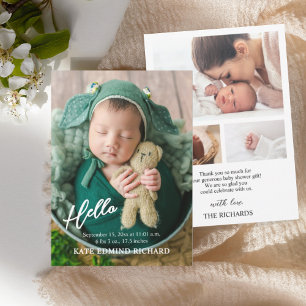 Photo Collage Baby Newborn Birth Announcement