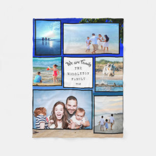 Photo Collage Beach We are Family Fleece Blanket