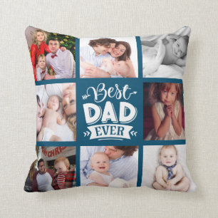 Photo Collage BEST DAD EVER Fathers Day Gift Cushion