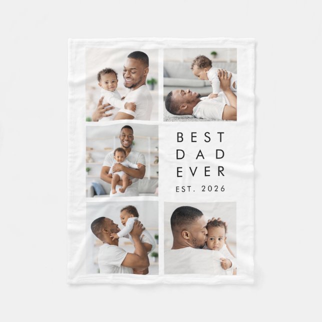 Photo Collage Best Dad Ever Fleece Blanket (Front)