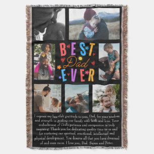 Photo Collage Best Dad Ever Throw Blanket