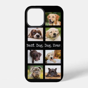 Photo Collage Best Dog Dad Ever Black White iPhone 12 Case