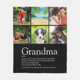 Photo Collage Best Grandma, Granny Definition Fleece Blanket
