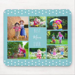 Photo Collage Best Mom Ever Sky Blue Mouse Pad