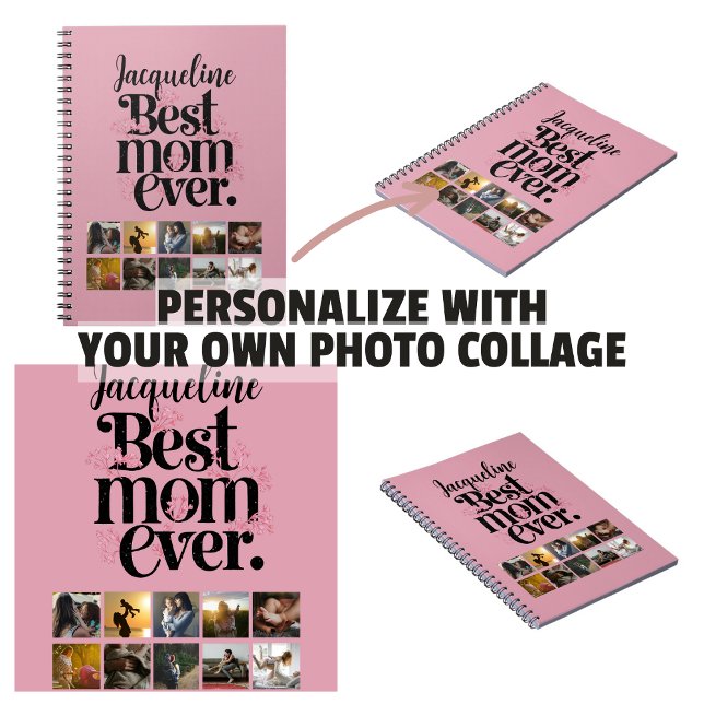 Photo Collage Best Mum Ever Retro Typography Notebook (Photo Collage Best Mom Ever Retro Typography Notebook)