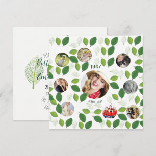 PHOTO COLLAGE  Birthday Invitation Green Leaves