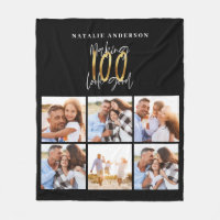 Photo collage black and gold 0th birthday fleece b