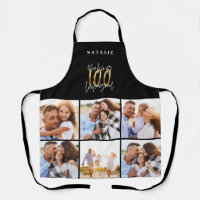 Photo collage black and gold 100th birthday modern