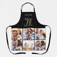 Photo collage black and gold 70th birthday modern