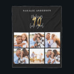 Photo collage black and gold 90th birthday fleece blanket<br><div class="desc">Photo collage black and gold 90th birthday modern typography design.</div>