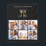 Photo collage black and gold 90th birthday fleece blanket<br><div class="desc">Photo collage black and gold 90th birthday modern typography design.</div>