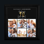 Photo collage black and gold 90th birthday  gift box<br><div class="desc">Photo collage black and gold 90th birthday modern typography design.</div>