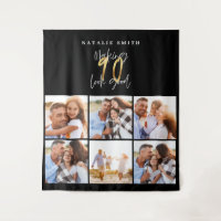 Photo collage black and gold 90th birthday modern