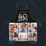 Photo collage black and pink 40th birthday modern apron<br><div class="desc">Photo collage black and pink 40th birthday modern typography design.</div>