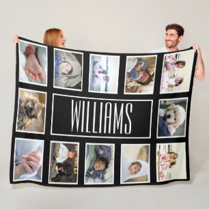 Photo Collage Black And White Designer 12 Photo Fleece Blanket