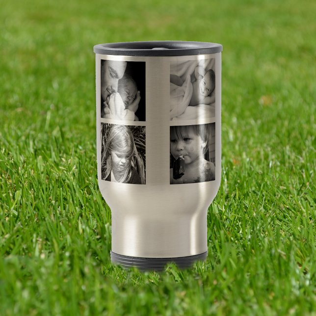 Photo collage, black and white travel mug (Creator Uploaded)