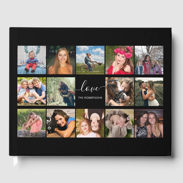 Photo Collage Black Custom  Guest Book (Front)