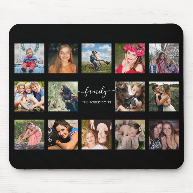 Photo Collage Black Mouse Pad (Front)