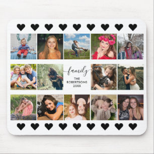 Photo Collage Black Mouse Pad