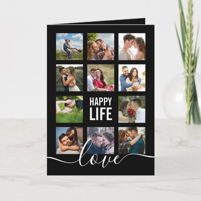 Photo Collage Black Wedding Program (Front)