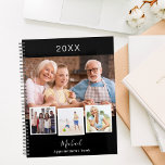 Photo collage black white appointments 2026 planner<br><div class="desc">Create your own unique photo collage. Use four,  4 of your favourite photo.   Personalise and a year,  name and text. A black background,  white text.</div>