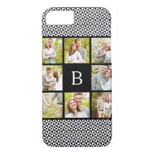 Photo Collage   Black & White Custom Monogram iPhone 8/7 Case