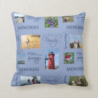 Photo Collage Blue Family Cushion