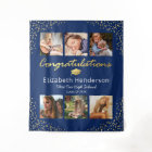 Photo Collage Blue Gold Graduation Backdrop