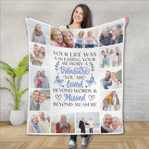 Photo Collage Butterfly Memorial Quote Fleece Blanket