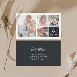 Photo Collage & Calligraphy Monogram Photographer Business Card