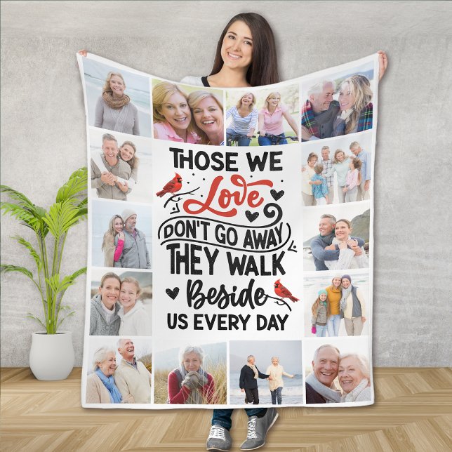 Photo Collage Cardinal Memorial Quote Fleece Blanket (Creator Uploaded)