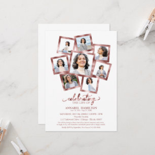 Photo Collage Celebration of Life Funeral Invitation