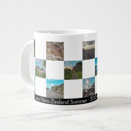 Photo Collage Chequered New Zealand Summer Coast Large Coffee Mug