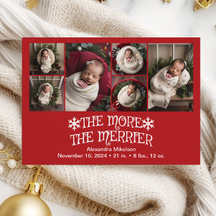 Photo Collage Christmas Birth Announcement