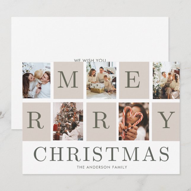 Photo Collage Christmas Family Holiday Card (Front/Back)