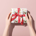 Photo collage christmas rainbow colorful bright ho wrapping paper<br><div class="desc">Photo collage christmas rainbow colorful stripe all is bright fun family holiday collection.</div>