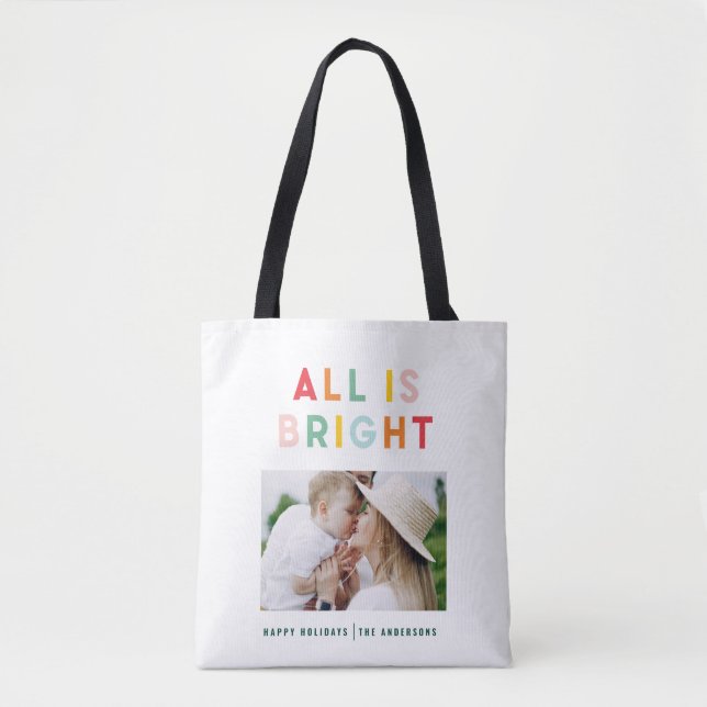 Photo collage christmas rainbow colourful bright h tote bag (Front)