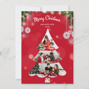 Photo Collage Christmas Tree Holiday Invitation