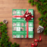 Photo Collage Christmas Tree Monogram Wrapping Paper<br><div class="desc">This Christmas gift wrapping paper features 4 square photo frames on a green background. The design is accented with a graphic of Christmas tree,  a custom monogram and the text "Merry Christmas". Personalise your gifts this season with this festive and fun wrapping paper.</div>