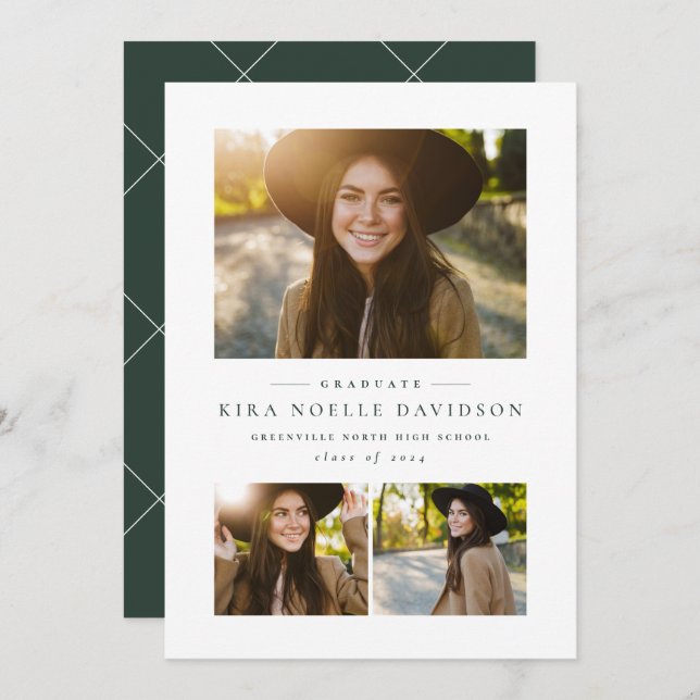 Photo collage classic graduation announcement (Front/Back)