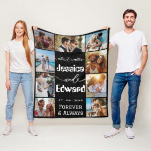 Photo Collage Couple 9 Pictures Forever and Always Fleece Blanket