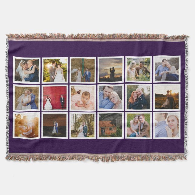 Photo Collage Custom Colour Throw Blanket (Front)