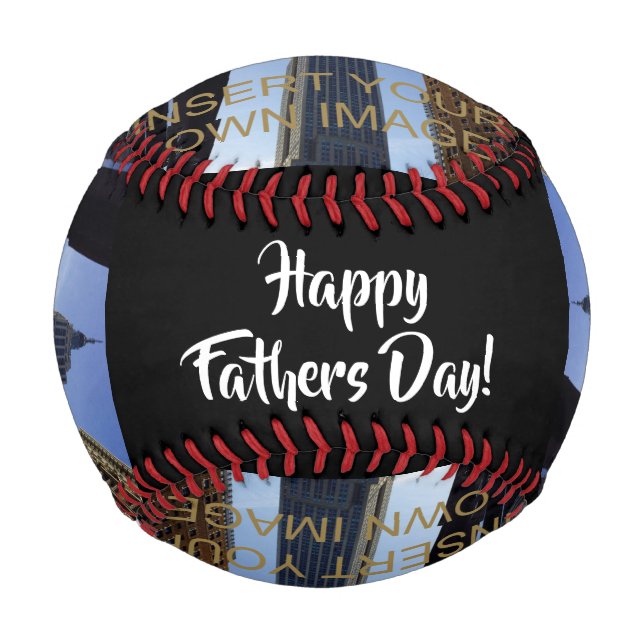 Photo Collage Custom Happy Fathers Day Baseball (Back)