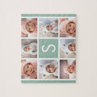 Photo Collage Custom Monogram Mint Green