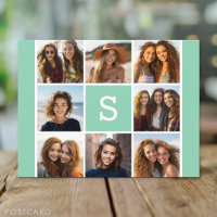 Photo Collage Custom Monogram Mint Green