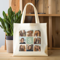 Photo Collage Custom Monogram Mint Green