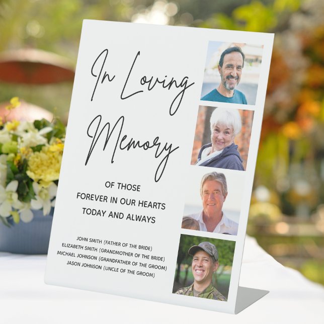 Photo Collage Custom Names Wedding Memorial Table Pedestal Sign (Photo Collage Custom Names Wedding Memorial Table Pedestal Sign
)