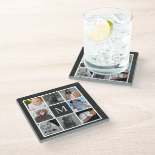 Photo Collage Custom Personalised Monogrammed Glass Coaster