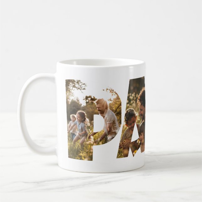 Photo Collage Cutout Letters PAPA Coffee Mug (Left)